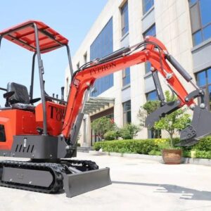 TYPHON TERROR ONE STORM Mini Excavator – 1 Ton Trench Digger with Canopy, Hydraulic Thumb Clip, Hydraulic Oil Cooler, 13.5hp B&S Engine USA
