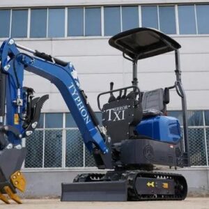TYPHON TERROR XI STORM Mini Excavator – 1.1 Ton Trench Digger with Boom Swing, Hydraulic Thumb Clip, Bucket
